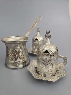 Кофейный набор "Клевер" на 1 персону с лукумницей/ACAR. Турция (золотистый)