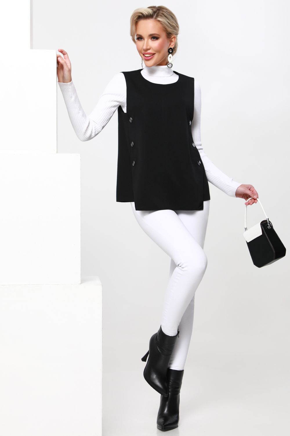 Жилет свободный черный DStrend (Акция)