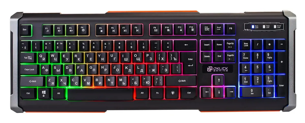 Клавиатура OKLICK &lt;710G&gt; &lt;USB&gt; 104КЛ, подсветка клавиш &lt;476393&gt;
