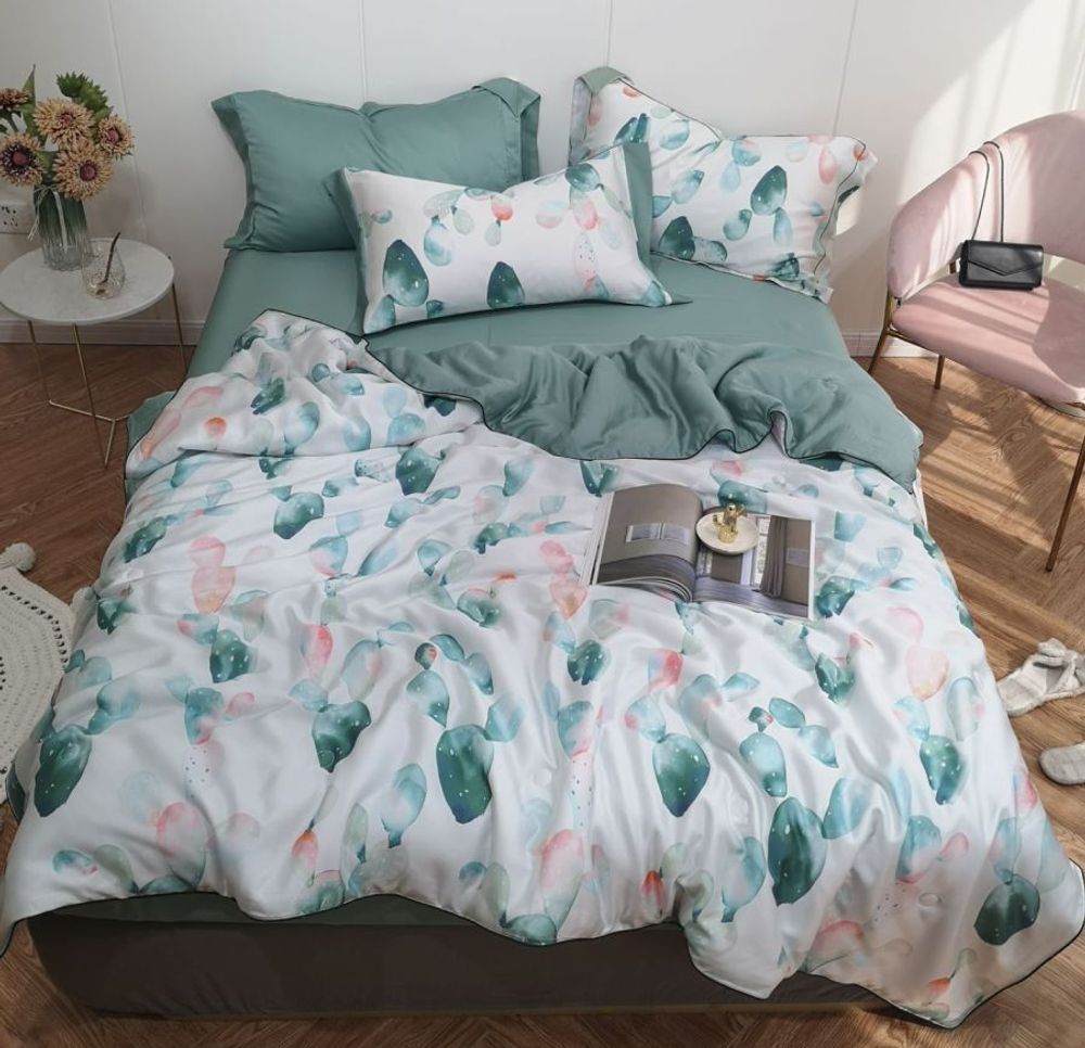 ZEPHYR HOME Постельное белье Тенсель (С летним одеялом) двуспалка кактусы