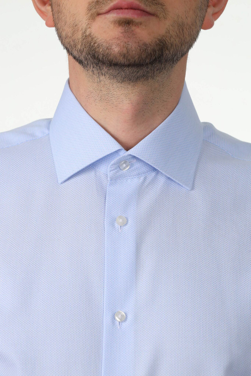 Сорочка мужская VESTER длинный рукав, голубая, жаккардовое переплетение 51514 27