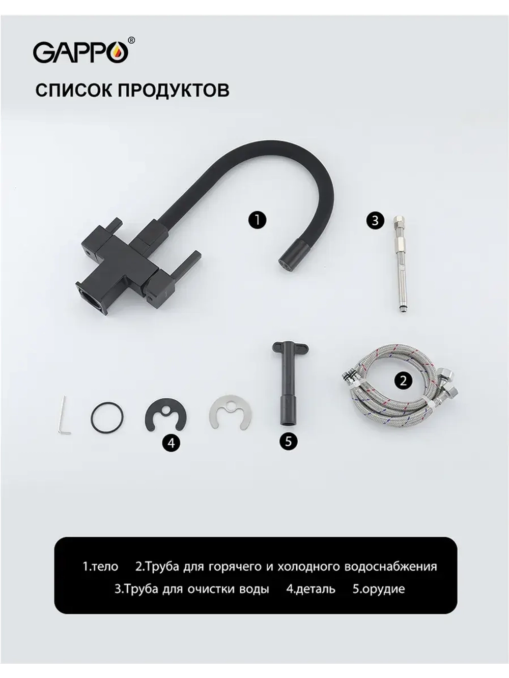 Смеситель для кухни с подключением к фильтру Gappo G4395-36