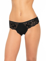 Хлопковые трусики-слипы с ажурными вставками (Размер: L) (Цвет: черный)