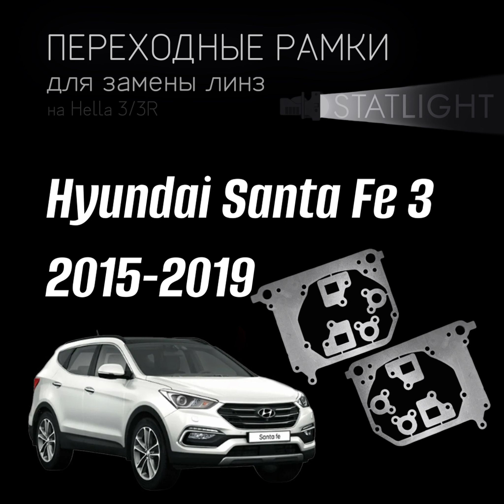 Переходные рамки для замены линз на Hyundai Santa Fe 3 рестайлинг 2015-2019