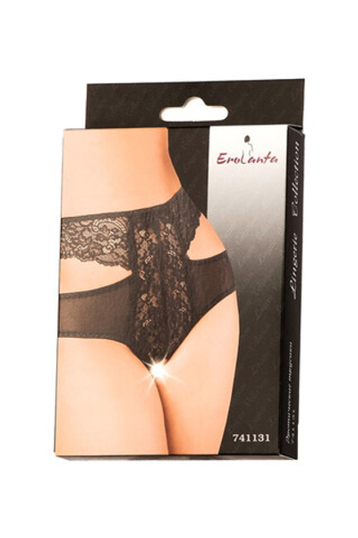 Черные контактные кружевные трусики с завышенной талией XXL (Цвет: черный)