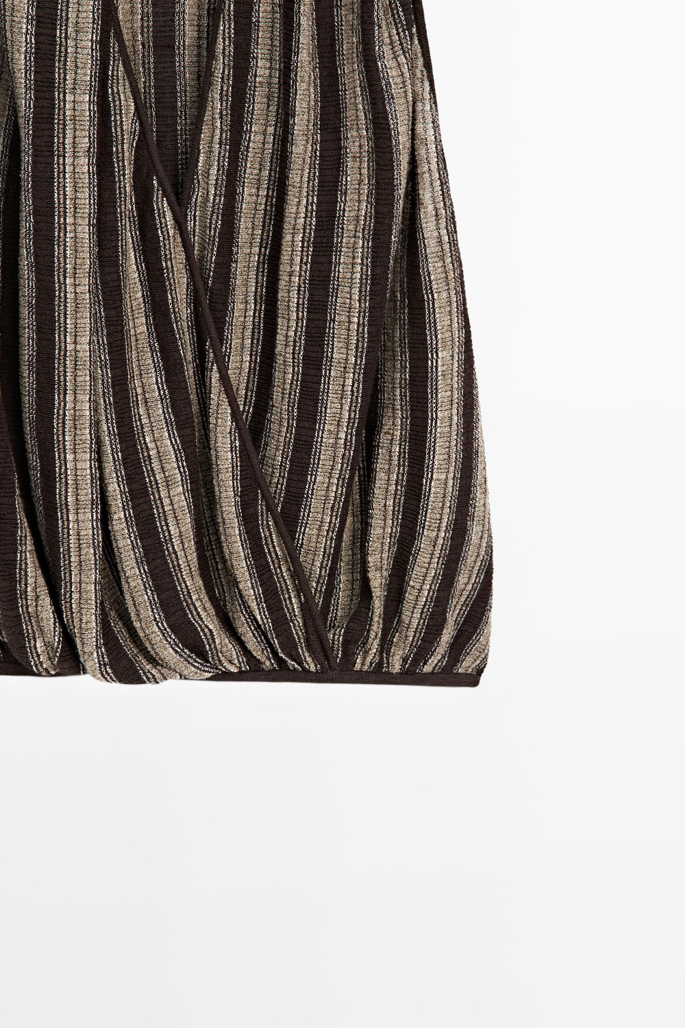 Massimo Dutti Топ внахлест в полоску, коричневый