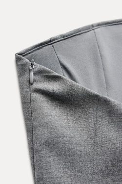 ZARA ТОП С БАСКОЙ И ОТКРЫТЫМИ ПЛЕЧАМИ, СЕРЫЙ С МЕЛАНЖЕВЫМ ЭФФЕКТОМ