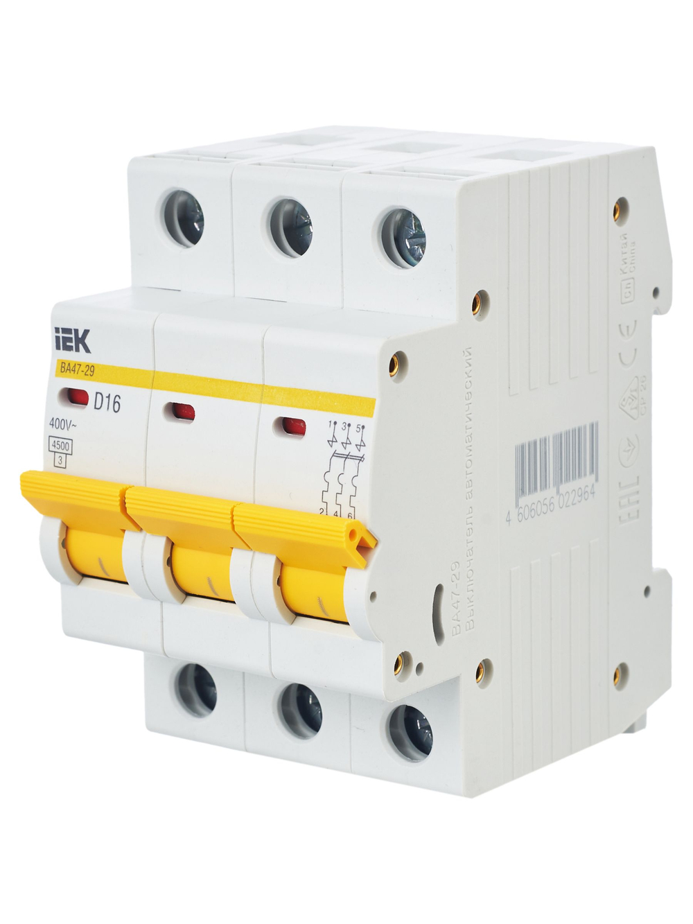 KARAT Автоматический выключатель ВА47-29 3P D 16А 4,5кА IEK