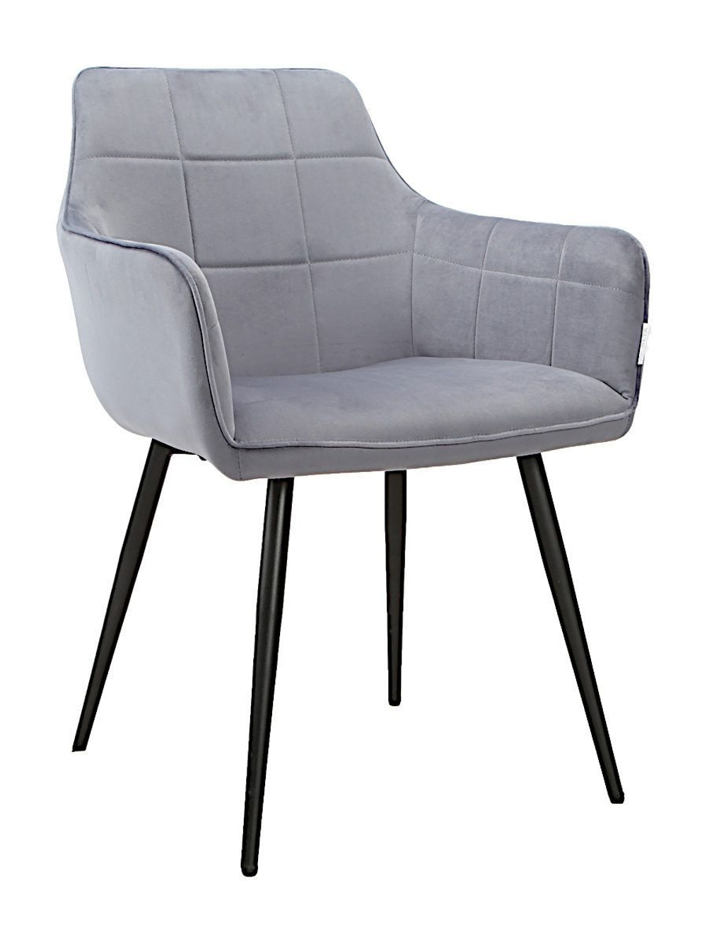 Стул LA ALTA STELLA велюр серо-голубой, каркас черный