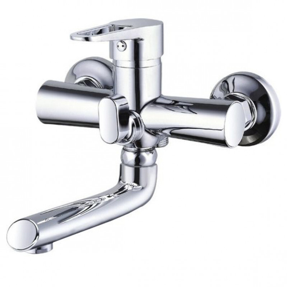 Смеситель для ванны однорычажный латунный H30004 с коротким поворотным изливом, хром