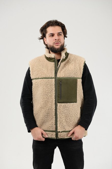 Жилет "Гарри" из овчины "Тедди" бежевый