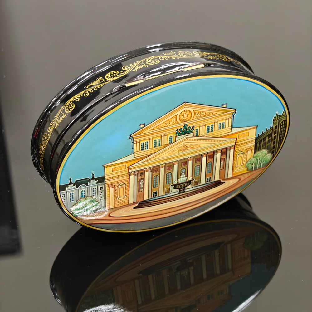 Шкатулка "Большой театр" (Ручная роспись Холуй)