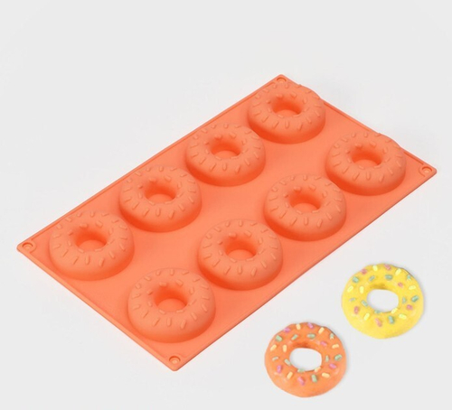 Форма для выпечки Пончики с кунжутом», силикон, 28.5×17 см, 8 ячеек (d=6.3 см)