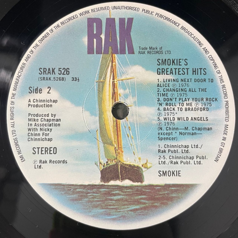Винтажная виниловая пластинка LP Smokie Смоуки Greatest Hits (Англия 1977)