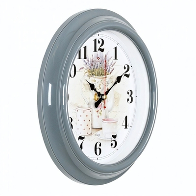 2121-003 Часы настенные круг d=21см, корпус серый "Лаванда и чай" "Рубин"