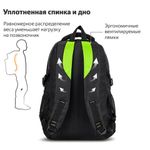 Рюкзак BRAUBERG TITANIUM универсальный, черный, салатовые вставки, 45х28х18см, 270766