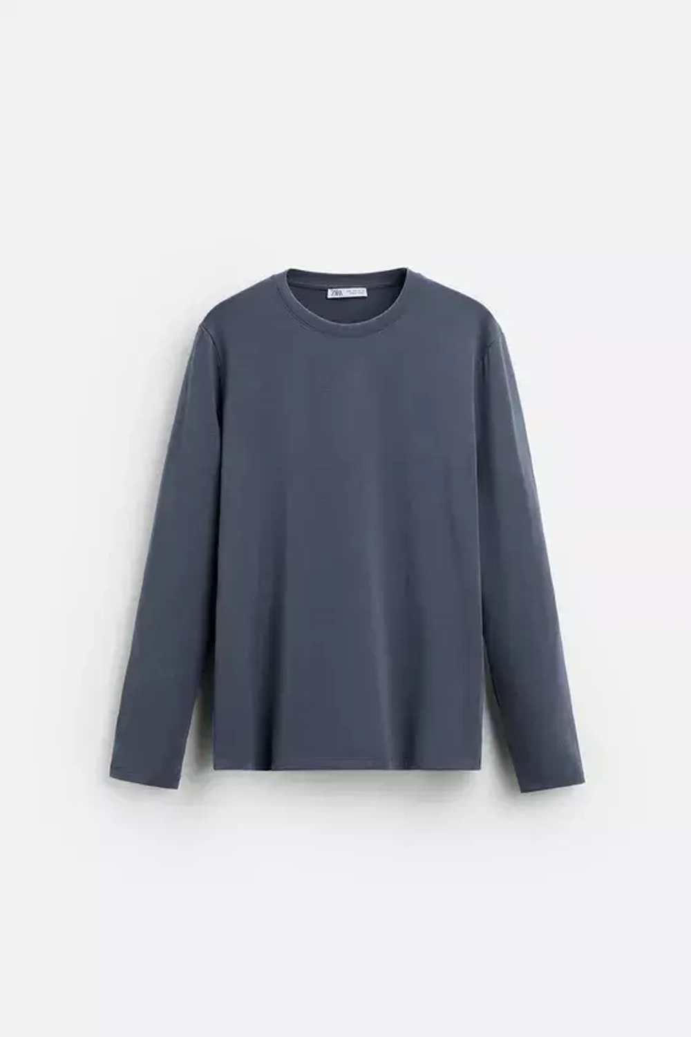 ZARA БАЗОВАЯ ФУТБОЛКА SLIM FIT, СИНИЙ