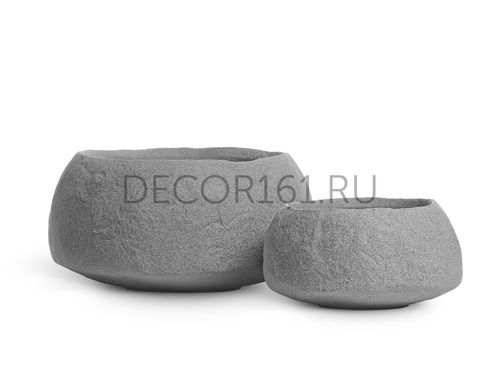 Кашпо TREEZ Effectory Organic Низкая чаша Серый ледник д-56 см, в-29 см 41.33-15-23-099-GR-56