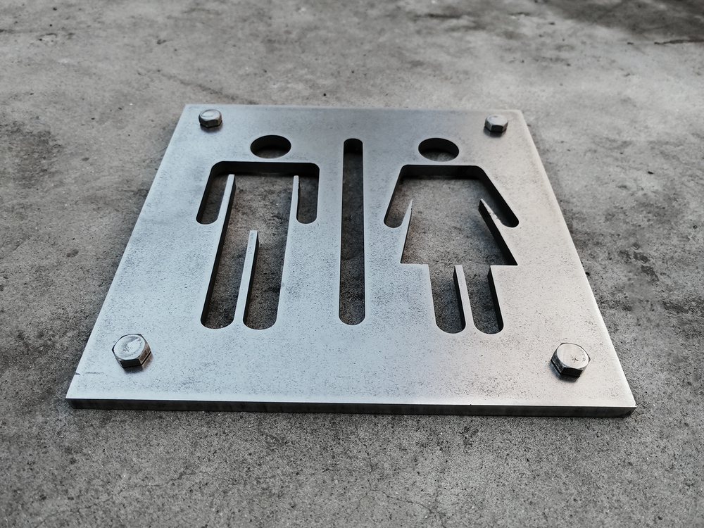 Стальная табличка в стиле лофт мужской/женский туалет