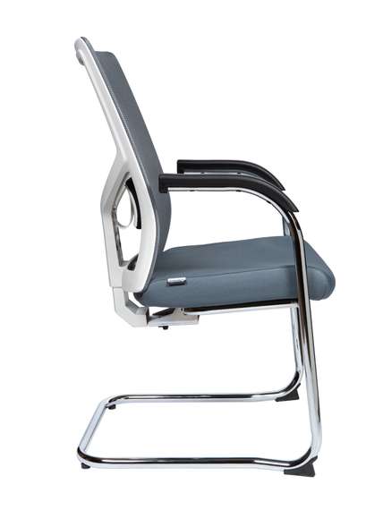 Кресло офисное Норден / Сильвия white/gray CF / хром / св.серая сетка / серая ткань / белый пластик