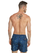 Мужские пляжные шорты с принтом в виде пальм (Размер: M) (Цвет: синий)