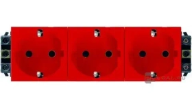 Розетка Mosaic 2М DLP Кр.65 2х2К+3 нем.ст., безв.заж.(красная) 077412 ***