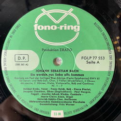 Винтажная виниловая пластинка LP Johann Sebastian Bach Бах, Kurt Redel, Kammerchor, Und -Orchester Pro Arte, Munchen Kantaten Кантаты (Германия 1959)