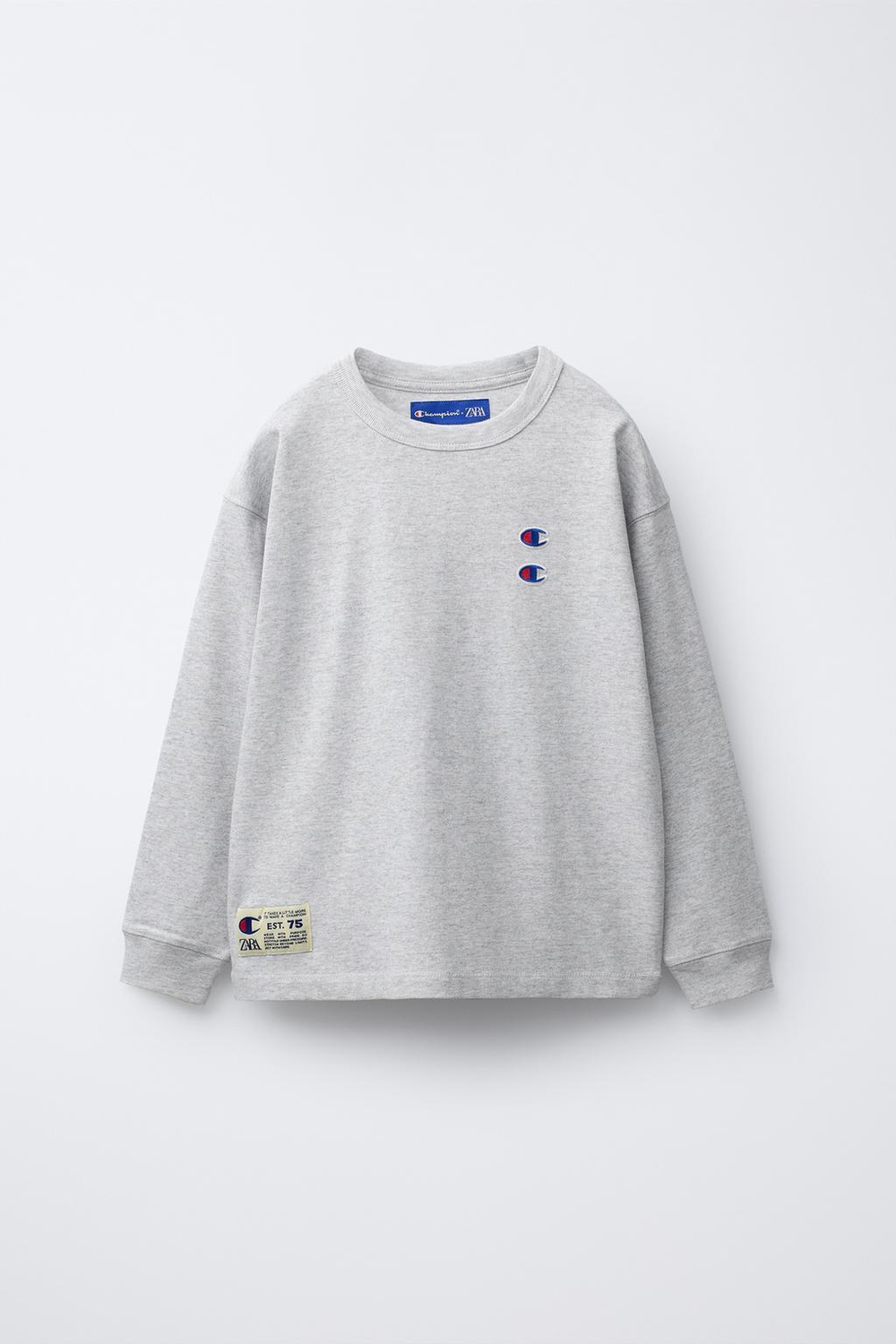 ZARA Х CHAMPION ® ФУТБОЛКА С ЭТИКЕТКОЙ, СЕРЫЙ