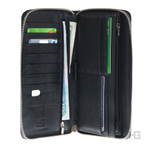 Мужское чёрное портмоне клатч из натуральной кожи на молнии с ремешком GALIB 4M209