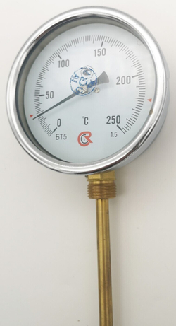 Термометр биметаллический БТ-52.211 (0+250) 250мм, G1/2, 1.5, радиальный, показывающий
