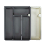 Лоток для столовых приборов раздвижной 373х287х49мм (серый)