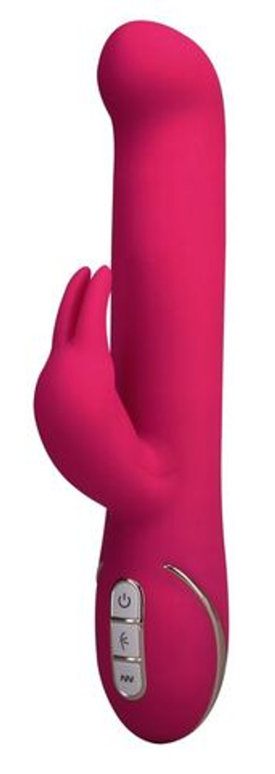 Розовый вибратор со стимулятором клитора - 22 см. (Цвет: розовый)