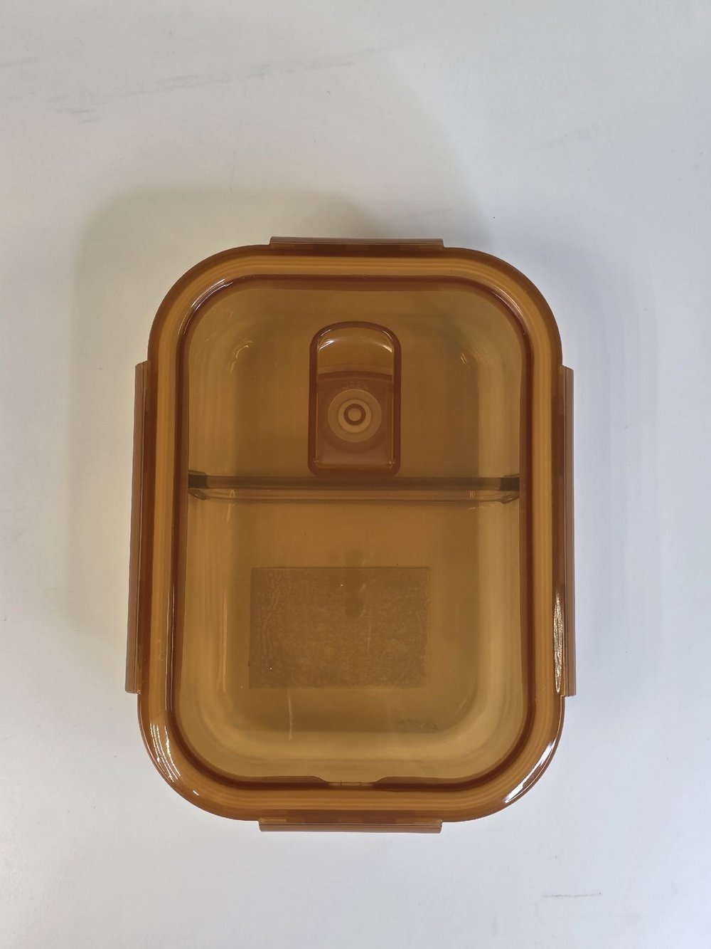 Контейнер  стеклянный прямоугольный с перегородкой для еды с крышкой  650 мл