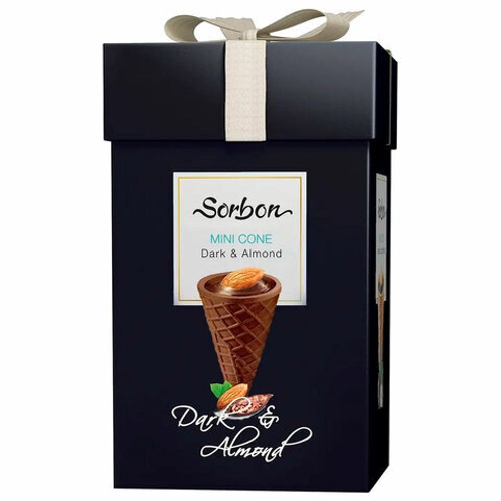 Конфеты мини-рожки в индивидуальной упаковке SORBON "Миндаль и воздушные зерна", 200 г