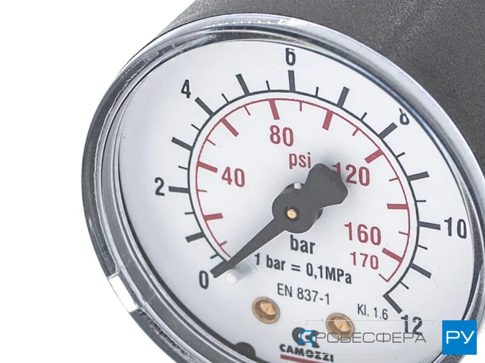 Манометр для компрессора 12 бар (1,2 МПа) радиальный R 1/8" диаметр 49 мм арт. M053-R12