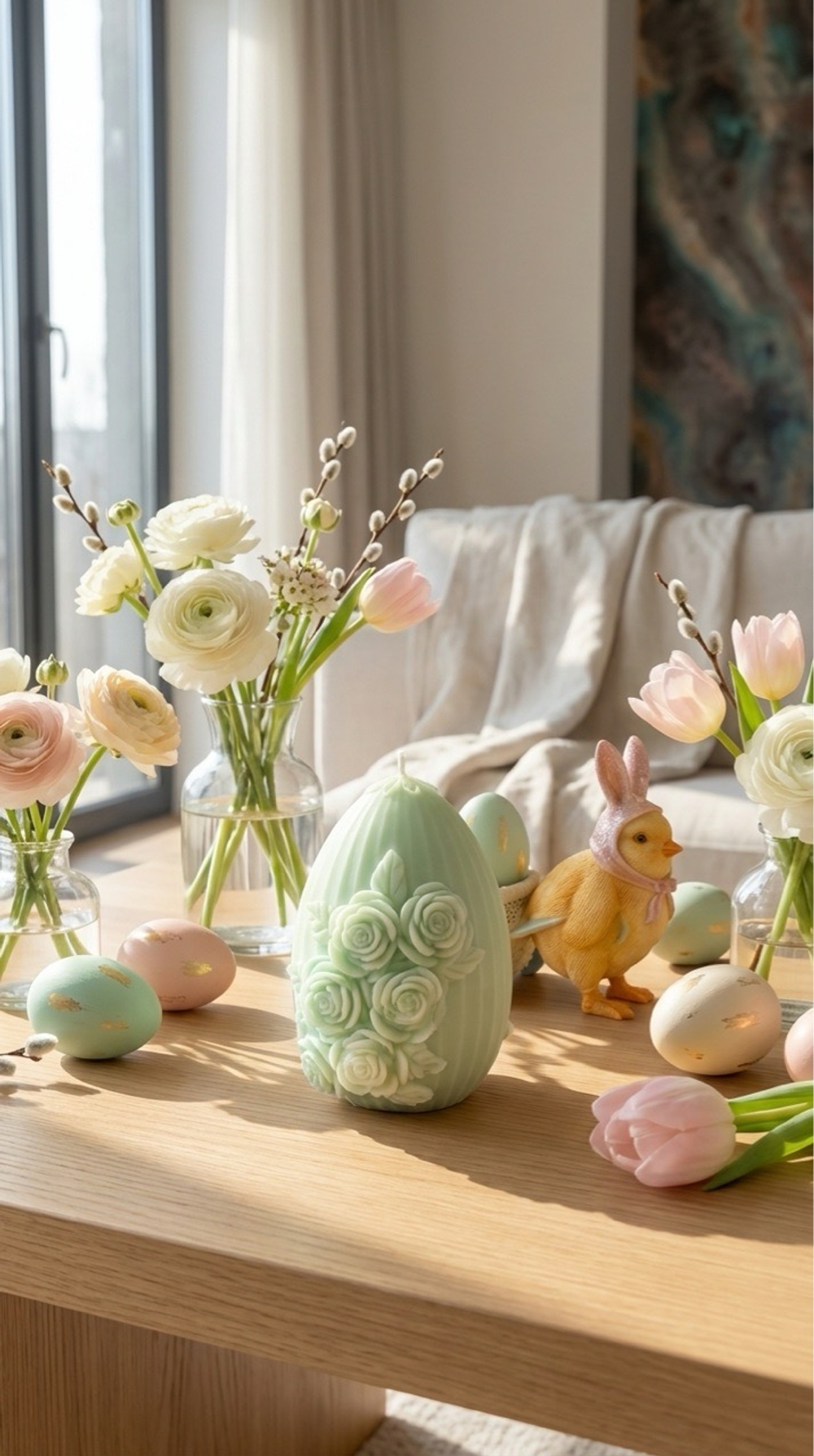 Свеча пасхальное яйцо - ассорти цветов