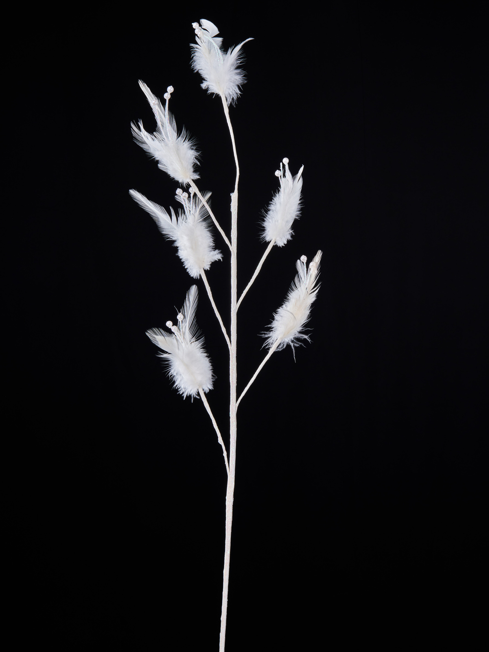 Веточка с перьями 84см ChristmasDeLuxe белая