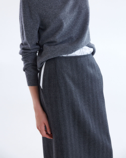 Юбка из шерсти с подъюбником из хлопка елочка серый/белый