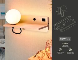 Ambrella Настенный светильник с выключателем, USB портом и полкой Wall FW520