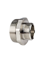 Ниппель переходной, латунь, наружная резьба 1 1/2"х1", никель, RTP