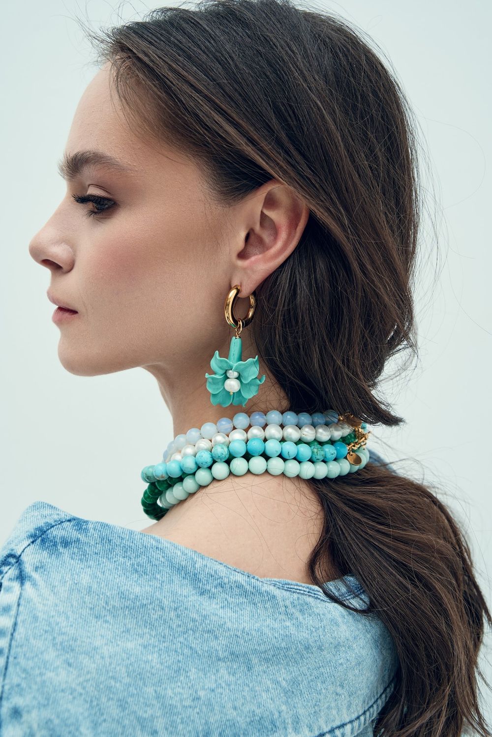 Колье Ocean из бусин камня