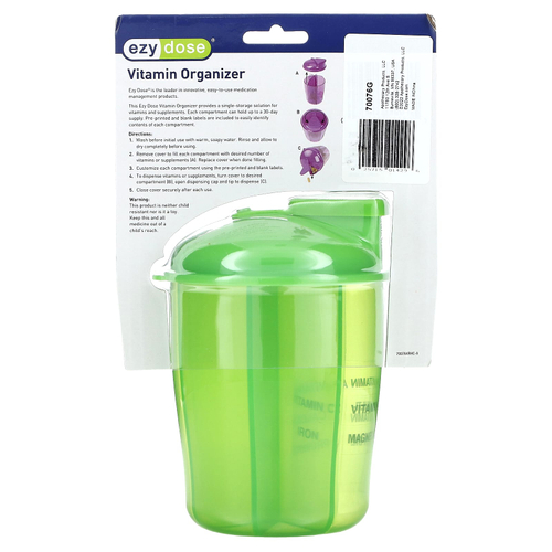 Ezy Dose, Витаминный органайзер с этикетками, зеленый, 1 шт.