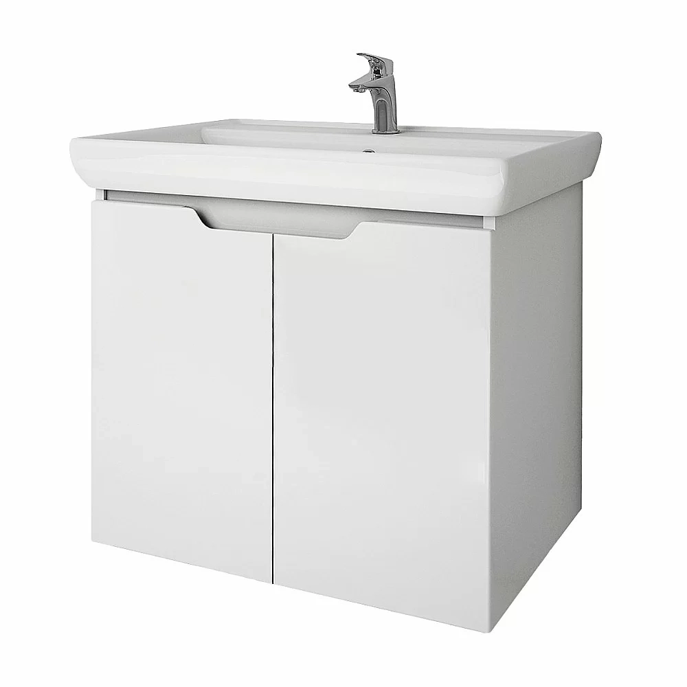 Тумба с раковиной подвесная/напольная Dreja Q PLUS (D) 70 белый глянец