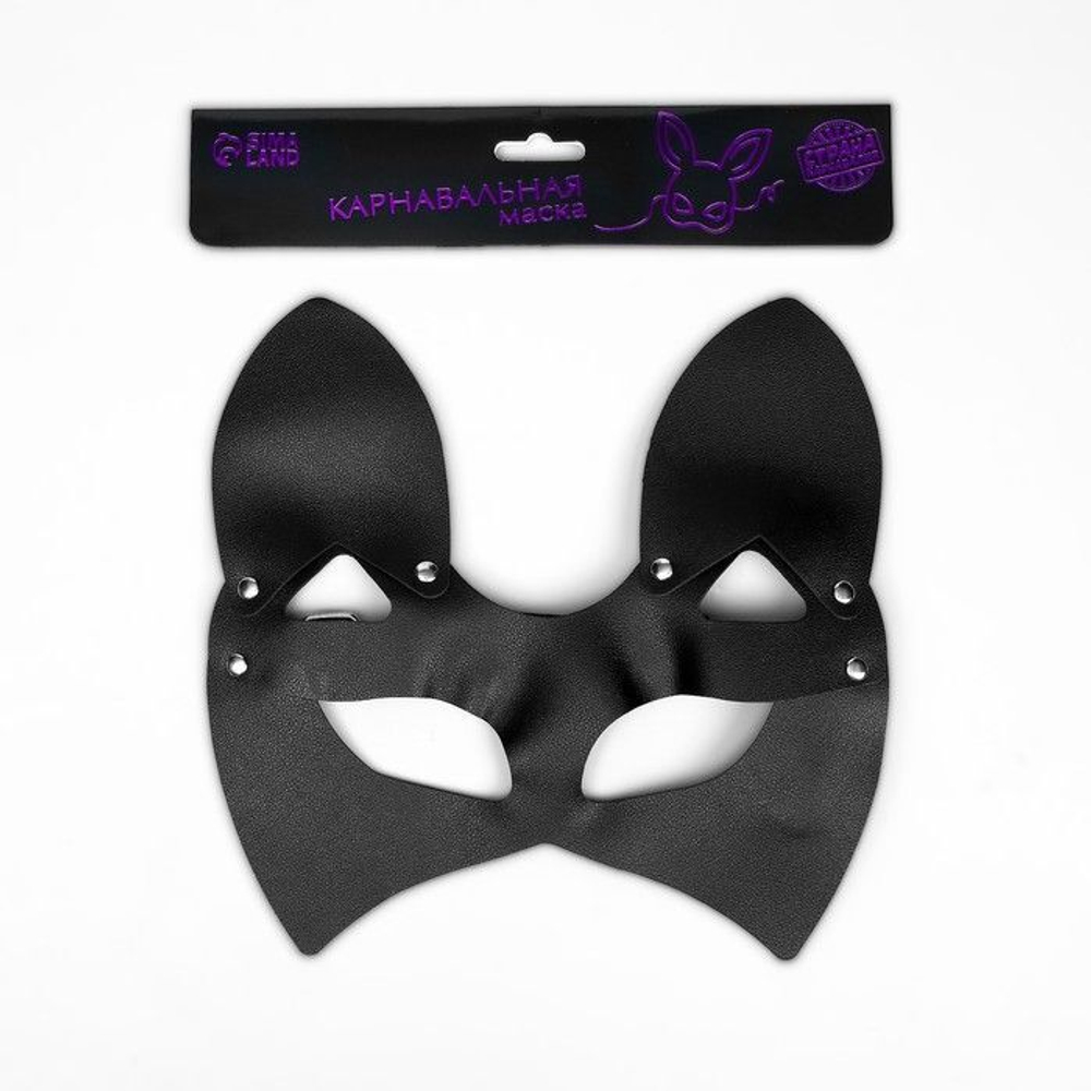 Черная маска «Кошка» с ушками (Цвет: черный)