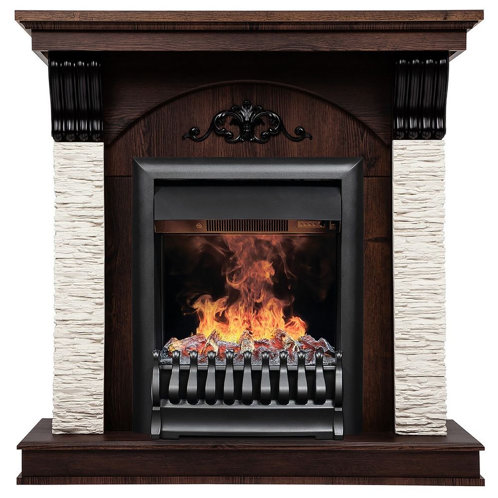 Электрокамин RealFlame Corfino NT орех с очагом 3D Oregan