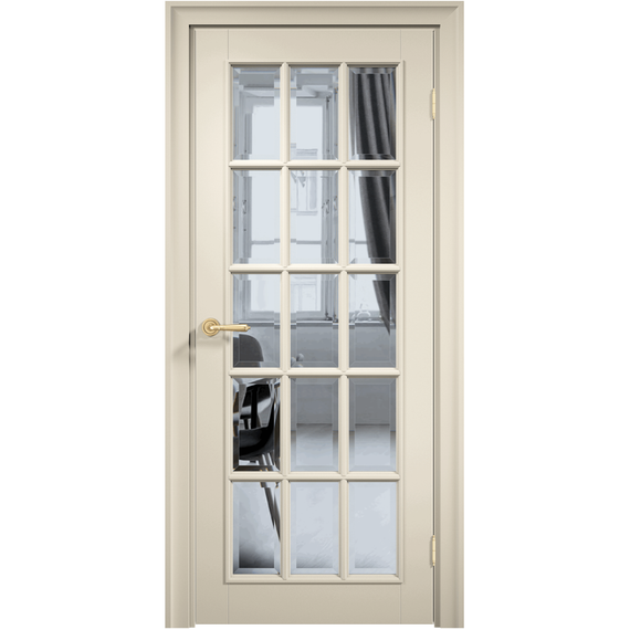 Фото межкомнатной двери эмаль Дверцов Брессо 3 цвет жемчужно-белый RAL 1013 остеклённая