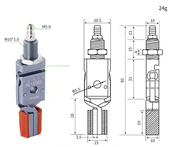 Mini-nc-15es [internal support range: 15-30mm] external teeth come with sensor line
