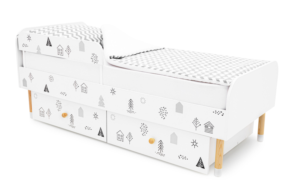Детская кровать Бельмарко Stumpa Классика Домики ч б