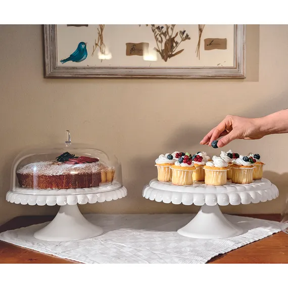 Подставка для торта на ножке с крышкой tiffany, D30 см, зеленая