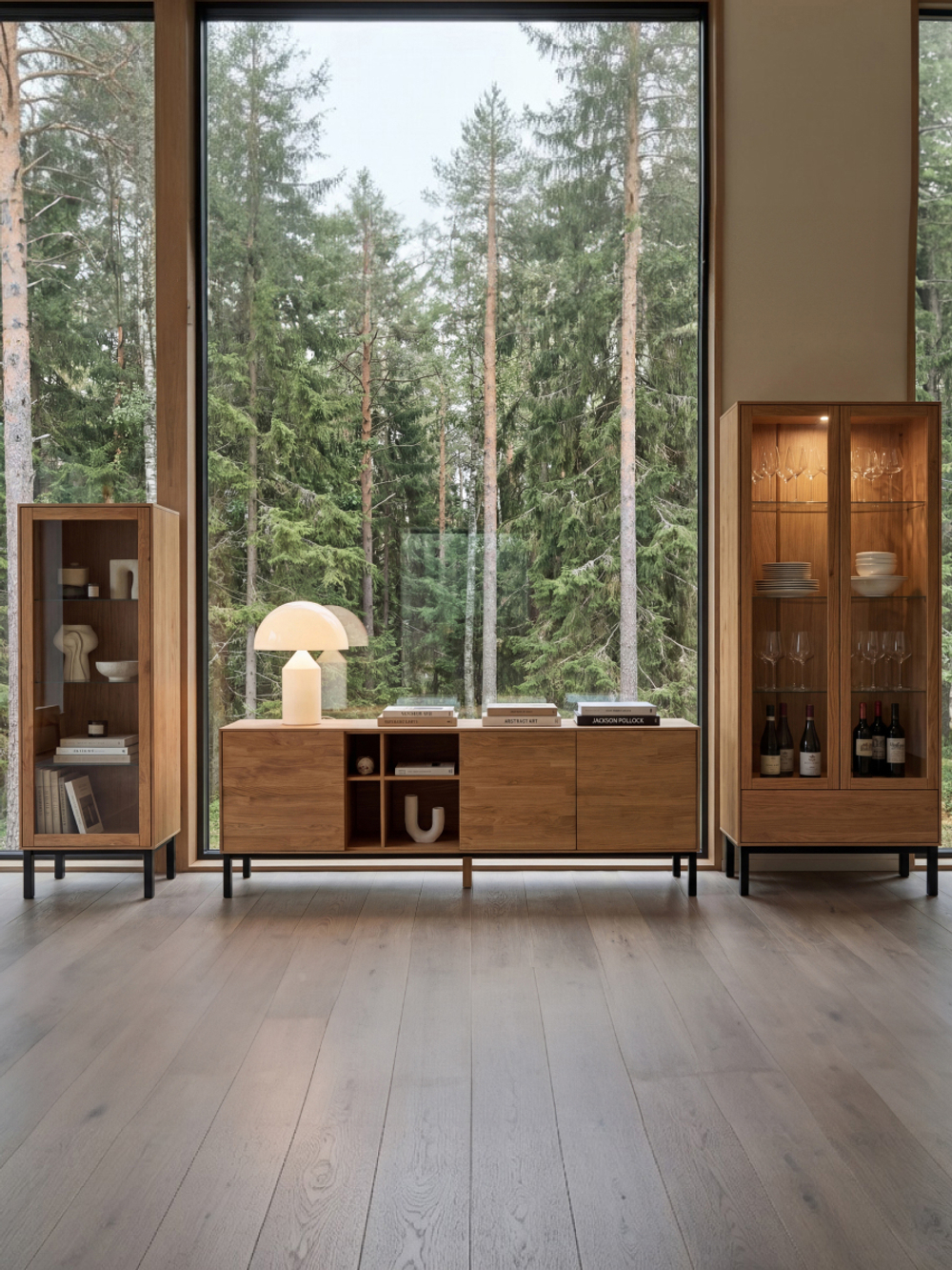 Комод деревянный Виби 200х42х71 см из массива дуба, тумба под телевизор на металлических ножках в стиле лофт